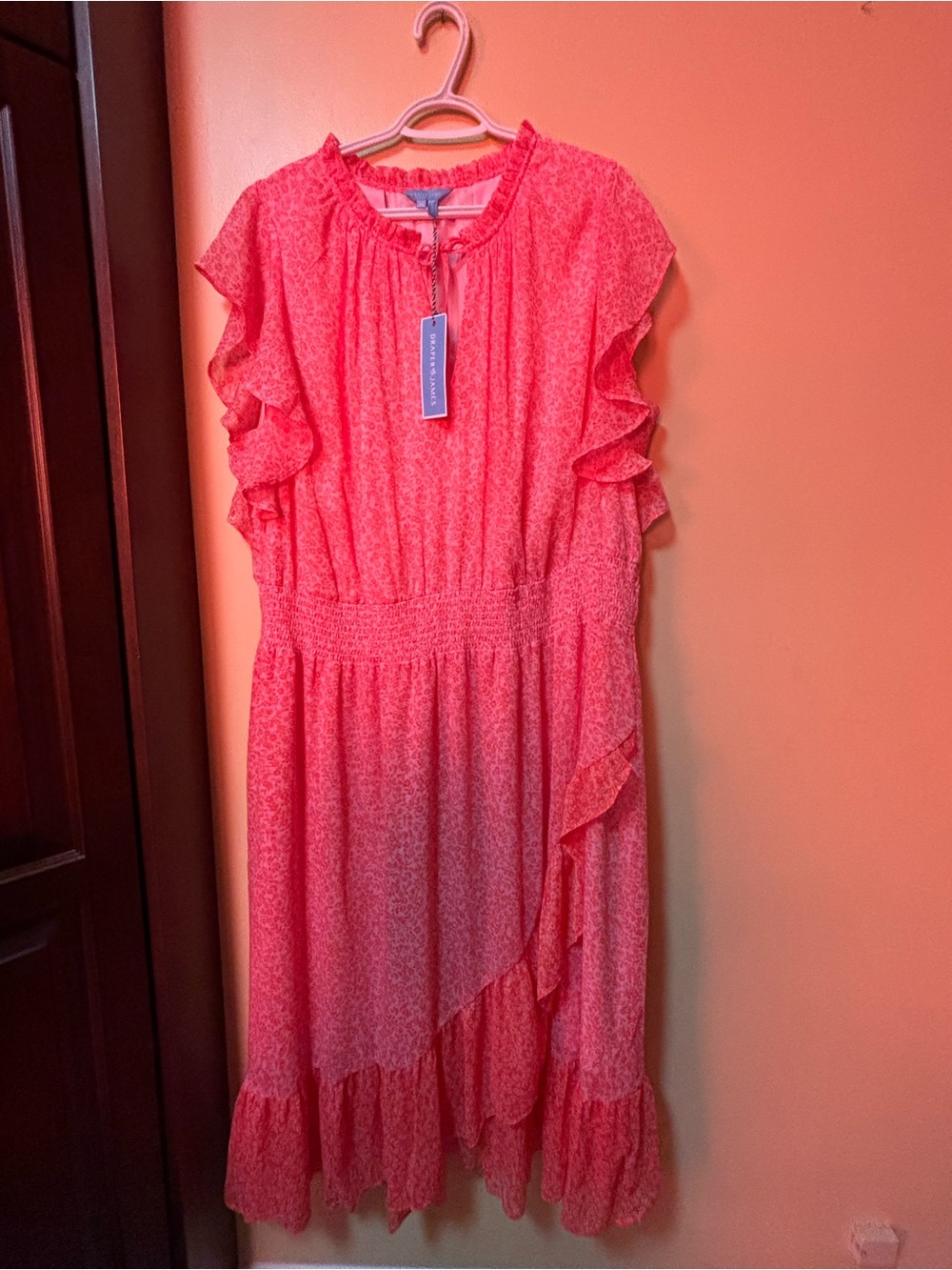 Draper James Coral Pink Ruffle Dress
